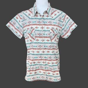 Panhandle Rough Stock Pearl Snap Shirt Mens L Western Aztec Rodeo Country Cowboy